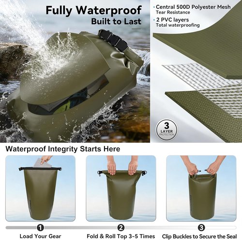 MARCHWAY Waterproof Dry Bag Backpack - Keeps Gear Dry for Kayaking, Camping & More | 5L/10L/20L/30L/40L