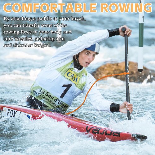 Kayak Paddle Board Tether Leash - Stretchable 3.3-7 Feet Strap with Carabiner for SUP & Fishing Gear