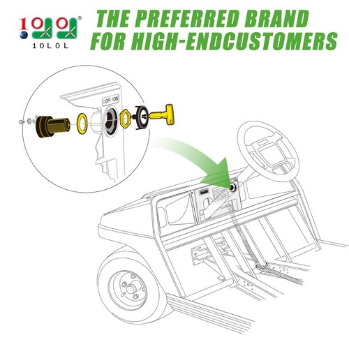 10L0L Golf Cart Starter Ignition Key Switch for Club Car Precedent Ignition Switch Electric 2004+ 2 Terminal 1025086-01 102508601