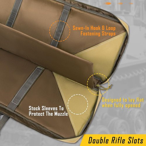 DULCE DOM Double Rifle Case - Soft Gun Bag for Rifles & Pistols | Versatile Tactical Backpack, 32-52 Inch