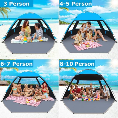 Gorich Beach Tent - Portable Sun Shelter for 3-10 People | UPF 50+ UV Protection & Easy Setup