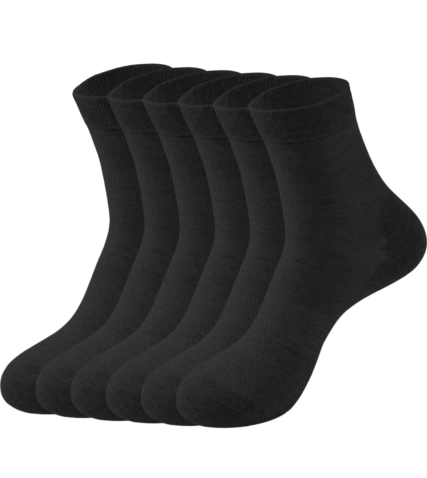 Arukora Ankle Socks for Men Size 9-11 6 Pairs, Breathable Mesh Crew Cotton Athletic Sport Calf Man Sock Black
