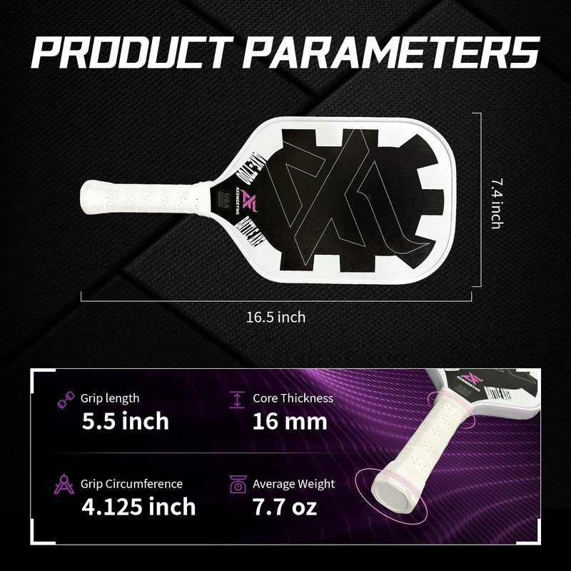 Axemdeyno Pickleball Racket, Carbon Fiber Pickleball Paddle, with a 16mm Power Polymer Honeycomb, Upgraded Pickle Ball Paddle Designed for Unmatched Power