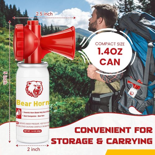 Bear Horn | 120dB Loud Air Horn for Bear Safety - 1.4oz, Effective for Hiking & Wildlife Defense