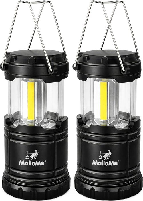 MalloMe LED Camping Lantern - Portable Battery-Powered Light for Emergencies | Collapsible Design, 3 x AAA Operated