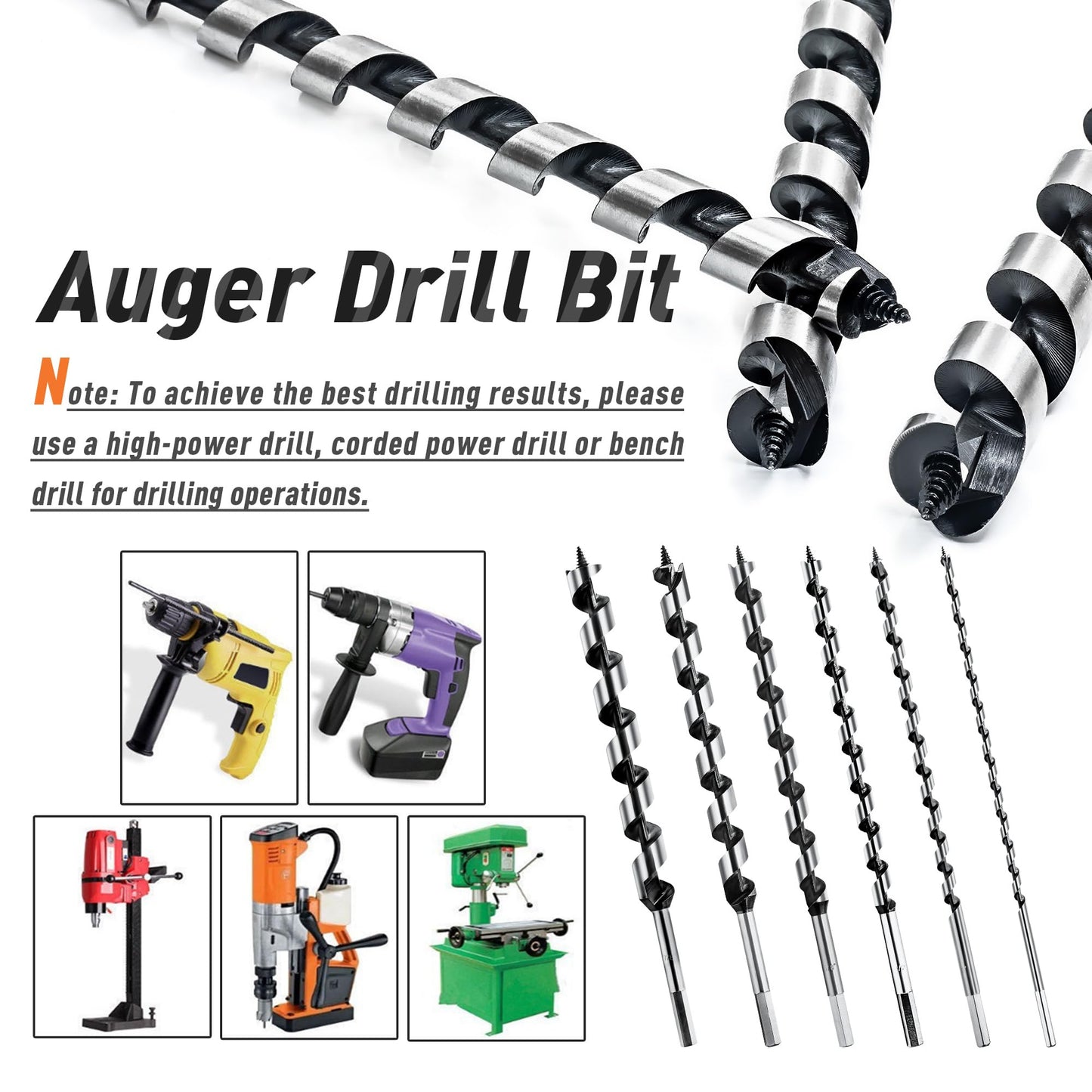 NICAVKIT 1/2 Inch x 12 Inch Long Auger Drill Bit for Wood, Hex Shank Ship Auger Drill Bit for Soft and Hard Wood, Plastic, Drywall and Composite Materials