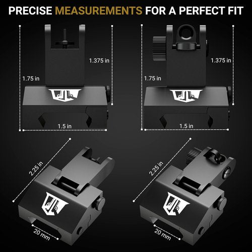 OZARK ARMAMENT Flip Up Iron Sights - BUIS Flip Up Sights Rail Mount Iron Sights - Front and Rear Flip Up Sight Set