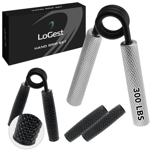 Logest Metal Hand Grip Strengthener 100LB-350LB No Slip Heavy-Duty Grip Strengthener with Gift Box, Great Wrist & Forearm Hand Exerciser, Home Gym, Hand Gripper Grip Strength Trainer (Silver - 300LB)