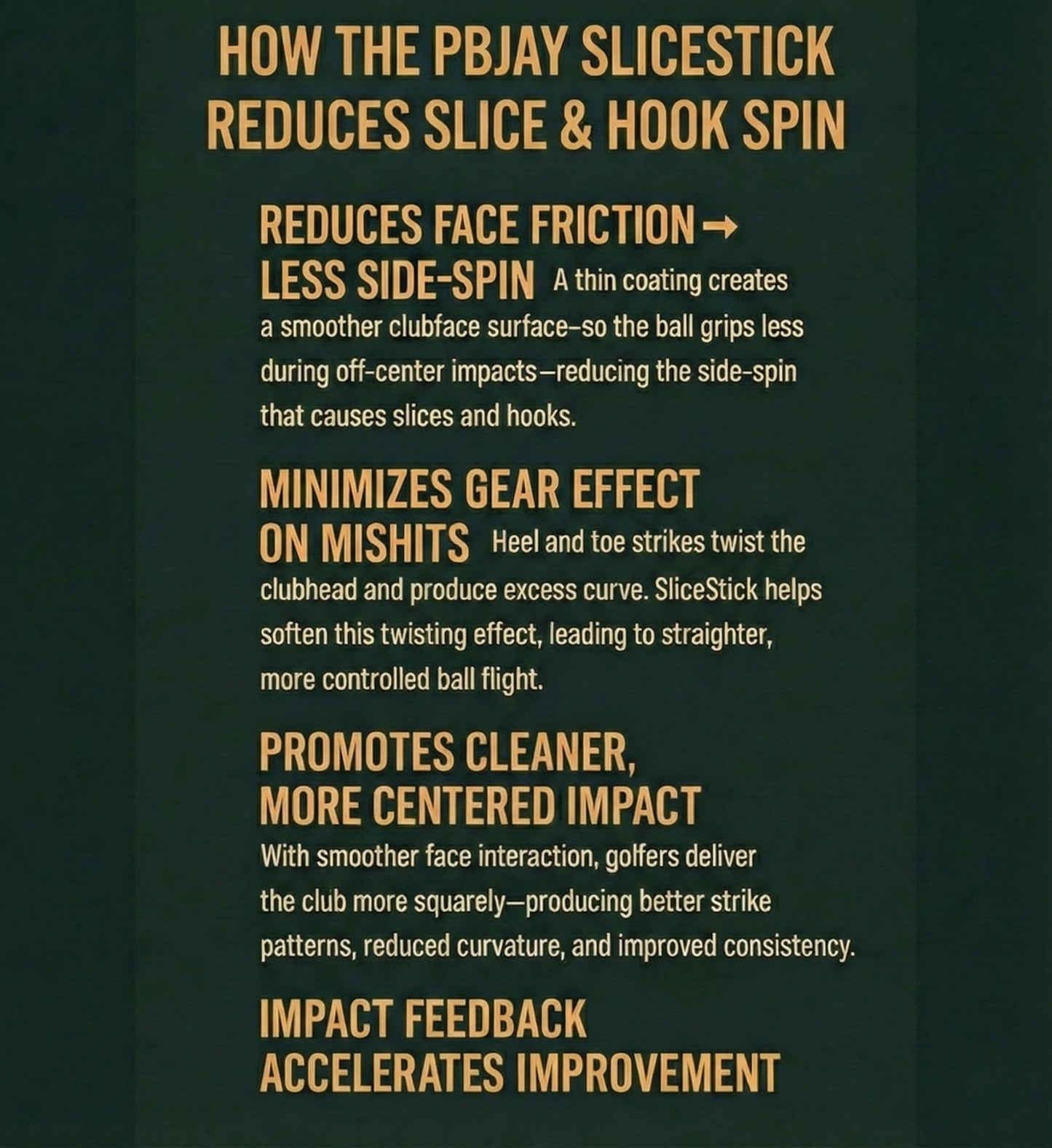 PBJay Slicestick Golf Club Balm Anti Slice and Anti Hook Formula Reduces Side Spin for Straighter Drives and Better Accuracy Clean Easy Application for Drivers Woods and Hybrids