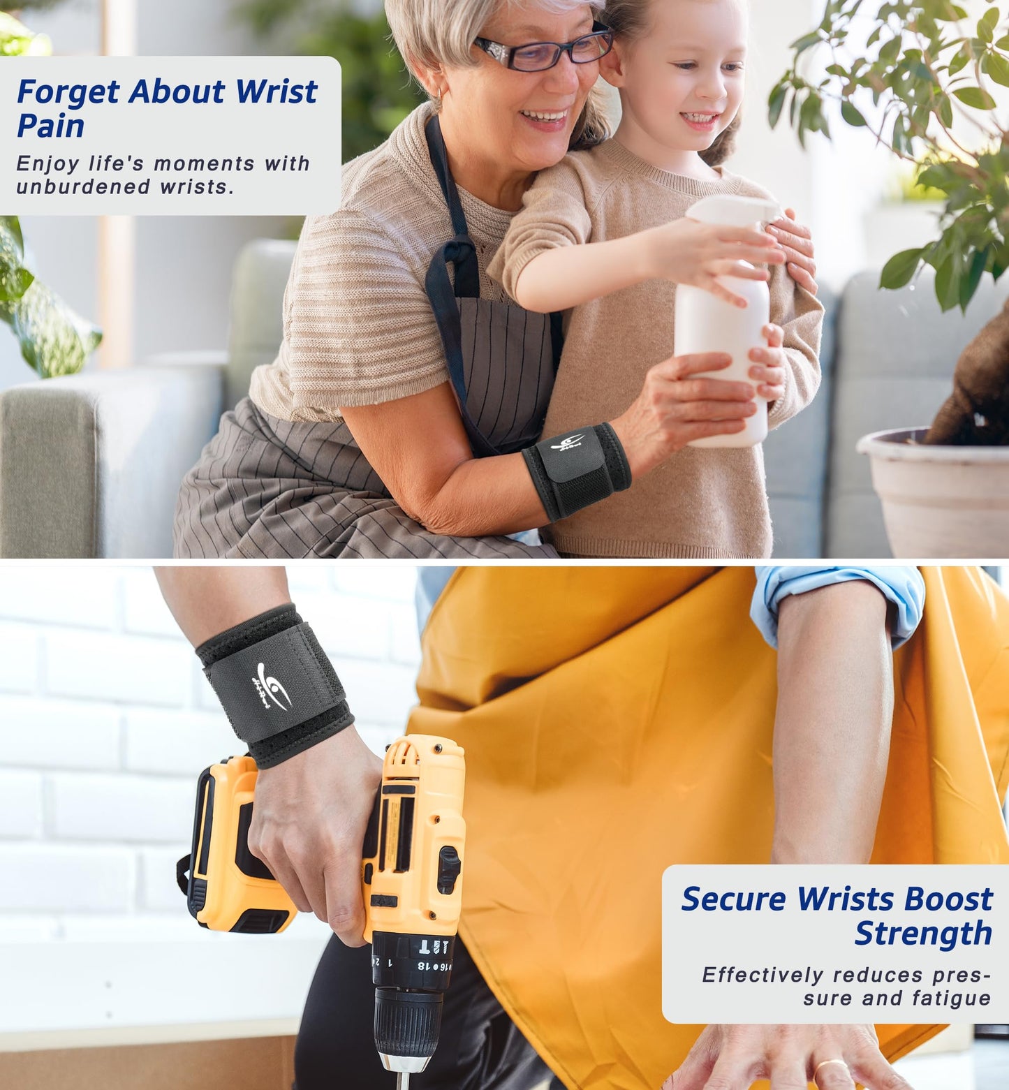 HiRui Wrist Brace (2 PCS) - Adjustable Compression for Carpal Tunnel Arthritis Tendonitis Sprain Pain Relief | Wrist Support Wrist Wraps for Both Hands, Ideal for Sports & Gym Workouts (Black)