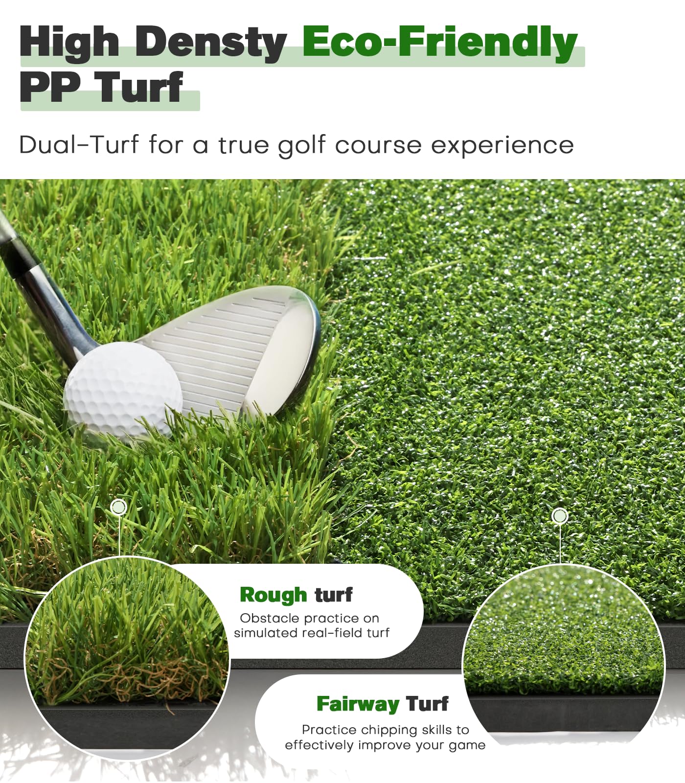 Premium Dual-Turf Golf Mat: 5x4ft Thickened for Backyard, Driving Range, Indoor & Outdoor Practice Hitting, Swing & Chipping, Ideal Gifts for Men Dad Husband Boy (Pro 5x4ft 21mm to 45mm Base)