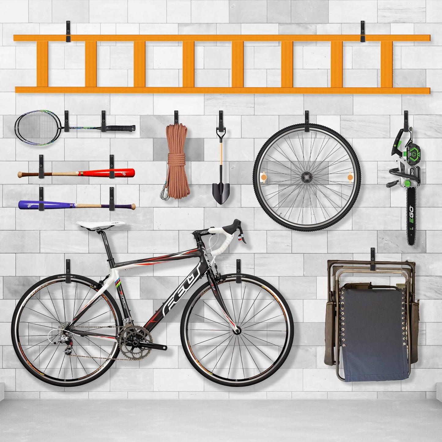 SINCHEEWAY Heavy Duty Wall Hooks, Utility Hooks, Tool Organizer - Large Steel U Hooks for Garage & Garden, Hose Hanger (2 Pack)