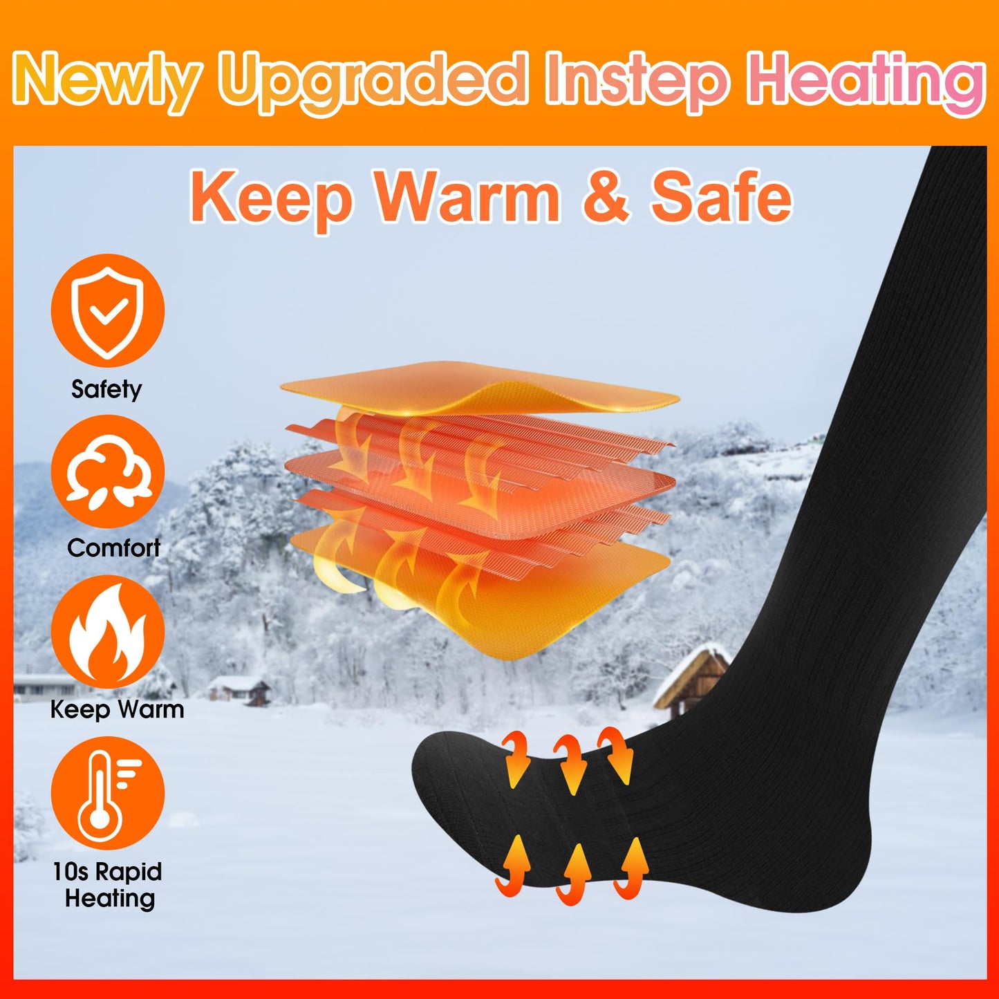 Heated Socks for Teenagers Youth, 4000mAh Battery Heated Socks, Rechargeable Electric Foot Warmers, Machine Washable, Thermal Socks for Cold Weather, Skiing, Hiking, Camping, Fishing, Cycling