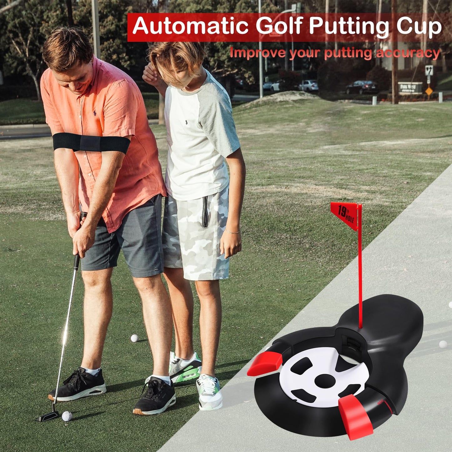 Shu-Ran Golf Automatic Putting Ball Return Cup ，Putting Practice Automatic Putting Machine，Golf Cup Training Aid, Putting Returner for Indoor Outdoor Office Practic Golf Training Aids