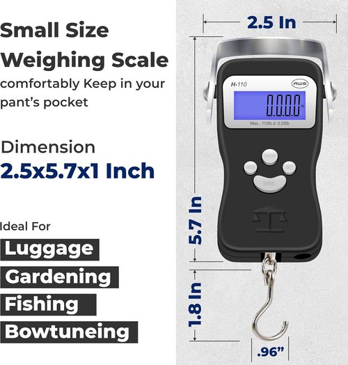 AWS Digital Luggage Scale - Heavy-Duty 110lb Capacity With Built-In Tape Measure | Ideal for Travel & Outdoor (Black)