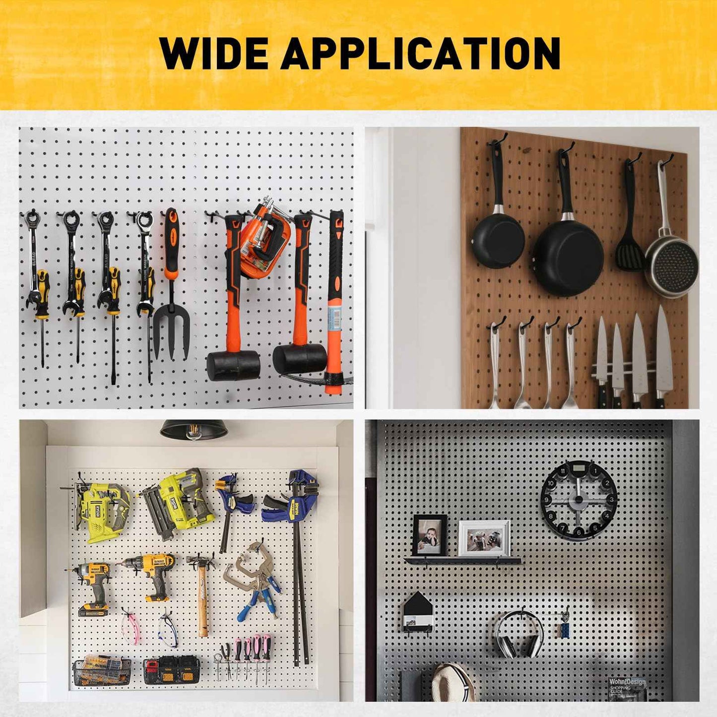 ELEAD 60-Piece 6 Inch Extra Thick Pegboard Hooks, Heavy Duty Peg Board Organizer Accessories, Peg Board Tool Hangers Fit for 1/4" Pegboard Hanging Tools Garage, Workshop, and Craft Storage