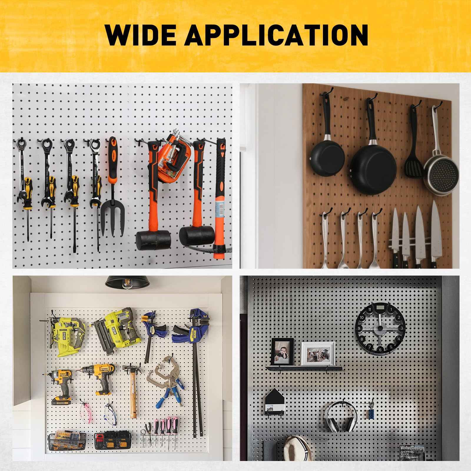 ELEAD 60-Piece 6 Inch Extra Thick Pegboard Hooks, Heavy Duty Peg Board Organizer Accessories, Peg Board Tool Hangers Fit for 1/4" Pegboard Hanging Tools Garage, Workshop, and Craft Storage