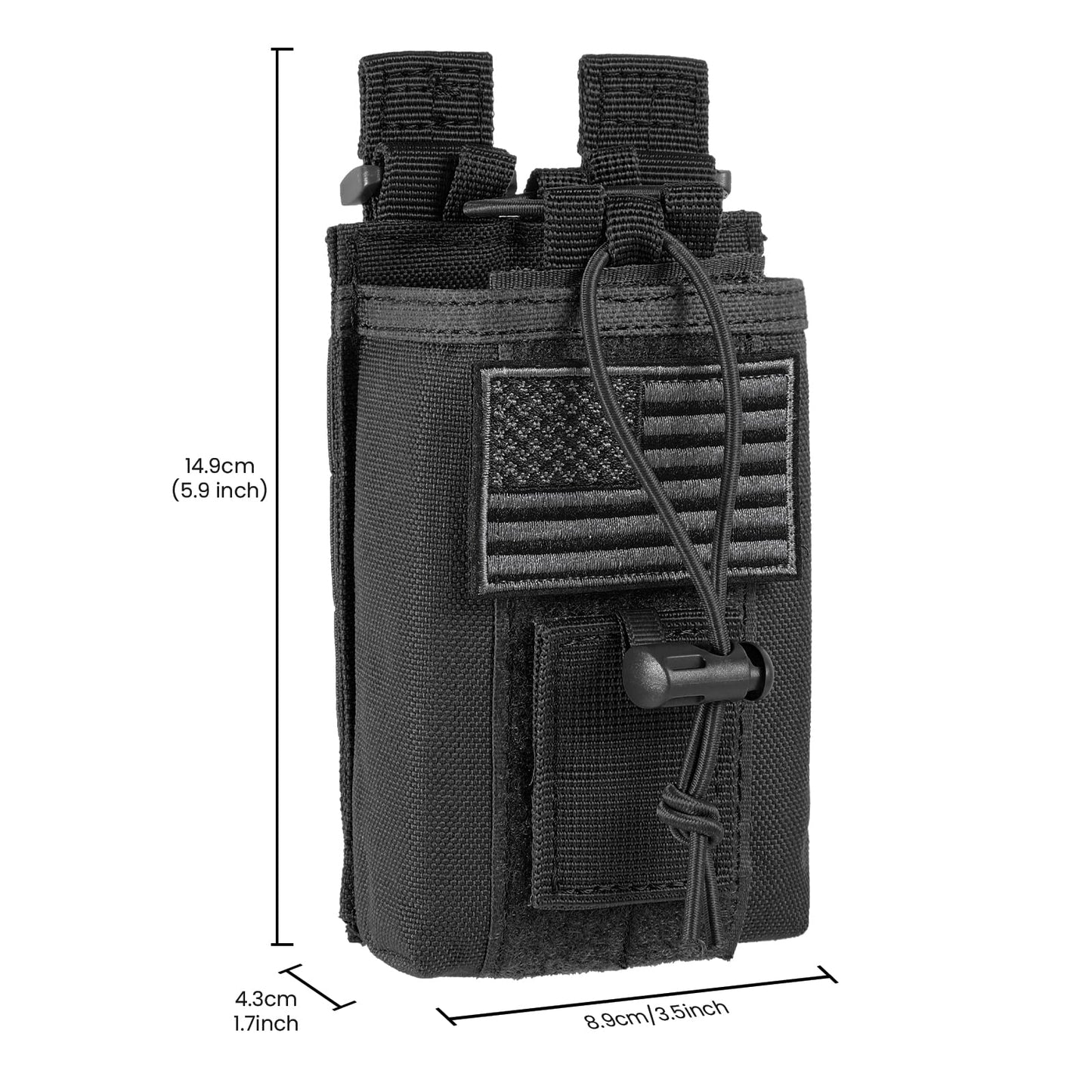FRTKK Tactical Radio Holder - Molle Radio Pouch Universal Case for Police Firefighter Two Ways Walkie Talkies Vest (Black)