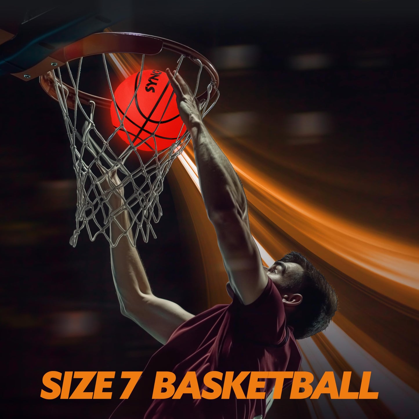 SYNCFUN Glow in The Dark Basketball Size 7, Light Up Basketball for Night Games, Cool Birthday Gift for Boys Age 7-12, Teen Outdoor Sports Toy Halloween