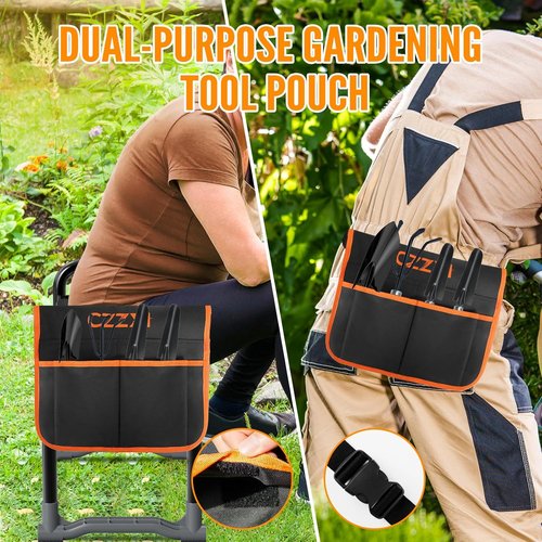 CZZXI Garden Kneeler and Seat - Heavy-Duty Gardening Stool with Tool Pouch | Comfortable & Durable Design
