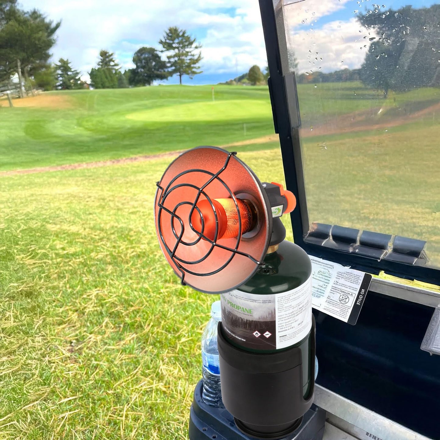 WishDirect Golf Cart Heater with Expandable Cup Holder Adapter, 3400BTU Golf Cart Propane Warmer with One-Button Igniter and Adjustable Temperature Control (Propane Tank Not Included)