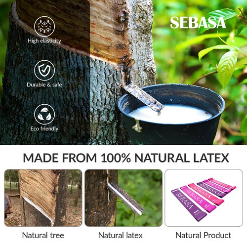 SEBASA Dual-Size Exercise Bands, Mini Loop Resistance Bands, Set of 6 Elastic Bands, Small Exercise Bands, Fitness Bands Assorted Sizes, Full Body Workout Bands, Natural Latex Fitness Bands