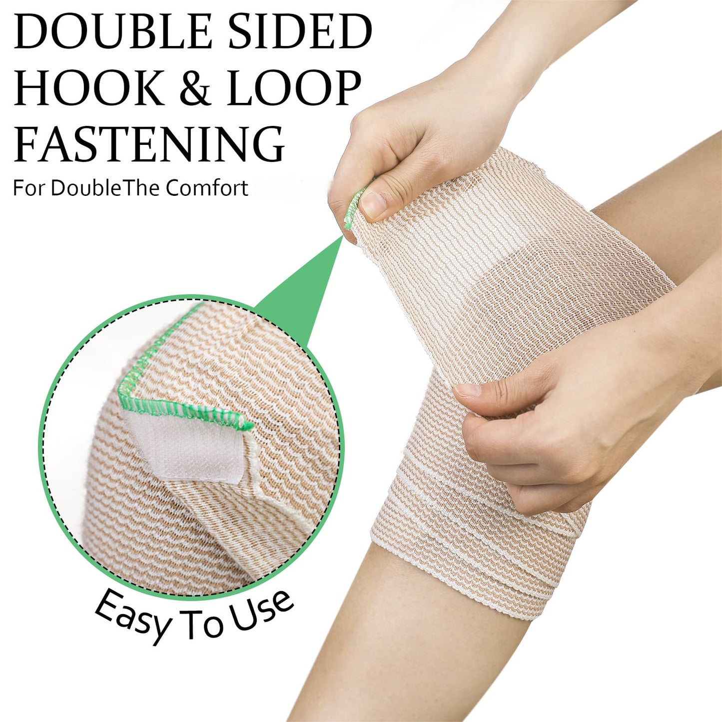 Minatee 6 Pack Elastic Bandage Wrap 6 Inch Wide Compression Elastic Bandage Wrap with Hook and Loop Fasteners at Both Ends Support and First Aid for Sports Sprained Medical and Injury Recovery