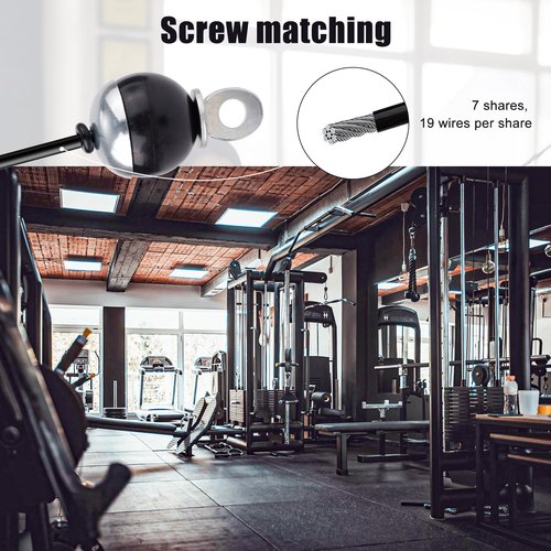 NQEUEPN 300cm Cable Polea Fitness, Cable de Gimnasio Cable de Polea Gym Resistente Cable de Fitness para Accesorios de Máquinas de Poleas Gimnasio en Casa (Estilo Fijo con Tornillo)