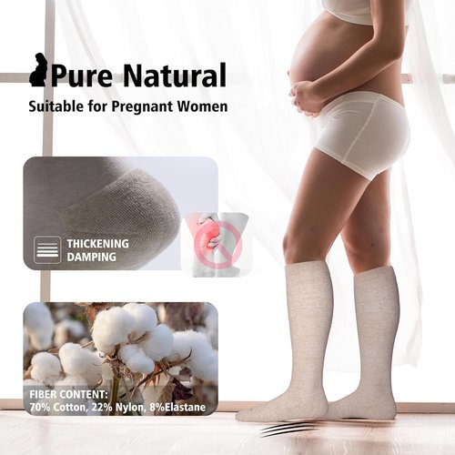 LEVSOX Cotton Compression Socks - 20-30mmHg Knee High Support for Women & Men | Ideal for Nurses & Travel