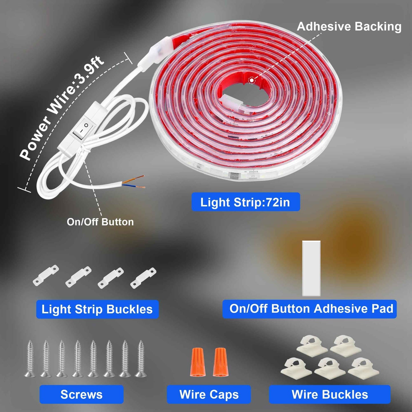 maylit Under Cabinet LED Strip Lighting Hardwired 72in, Ultra Bright Small LED Light Bar, 6000K Cool White, 110V-120V Wired Lights for Kitchen Cabinet, Counter, Workbench, Desk, Closet, Shelf, Indoor