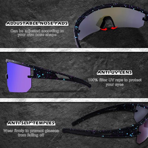 GGBuy Sports Sunglasses Polarized Cycling Sunglasses TR90 Frame Eyewear Goggles UV400 Ideal for Cycling Running Baseball & Softball