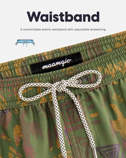 Maamgic Men's Swim Trunks - Quick Dry Swim Shorts with Mesh Lining | Fun 7-Inch Bathing Suits