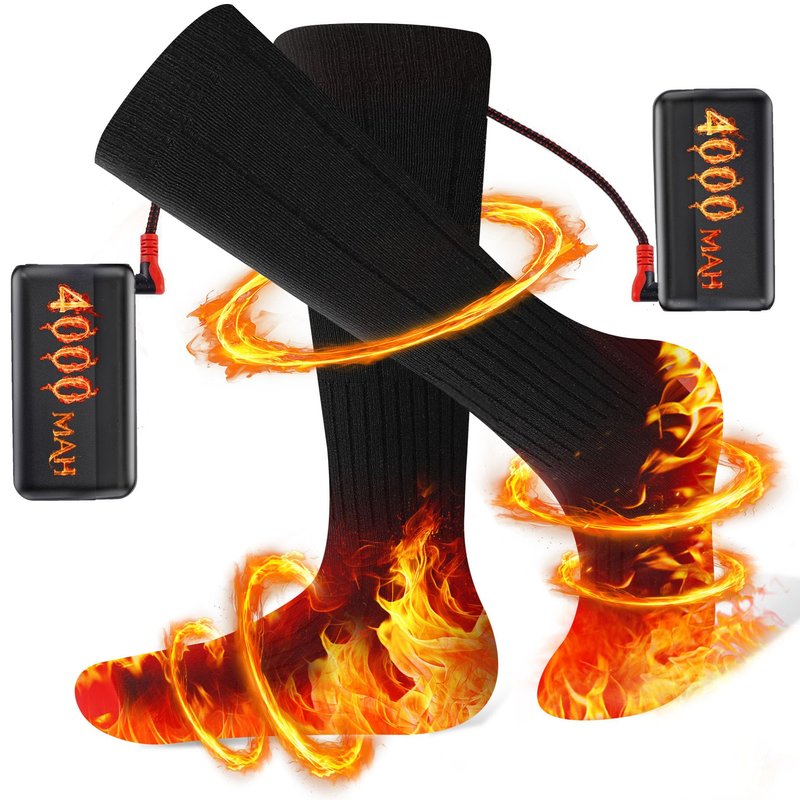 Heated Socks for Men Women, Foot Warmer with Rechargeable Battery Powered, 3Levels Temperatures Setting,Thermal Heating Electric Socksfor Winter Outdoor Sports, Camping, Hunting, Hiking Black