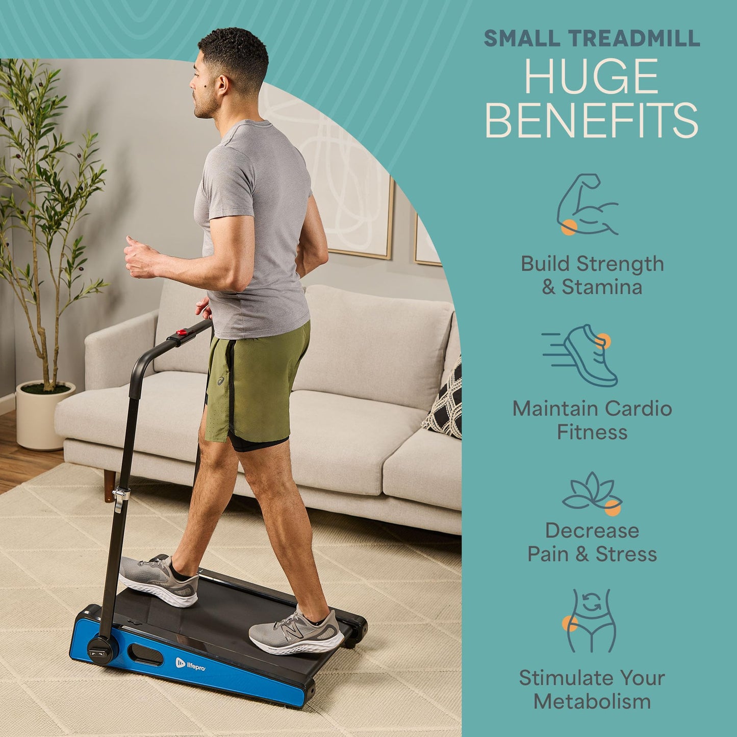 Lifepro Smallest Portable 30in Small Mini Walking Pad Treadmill Installation Free, Adjustable Incline, Under Desk Work Compact Treadmills for Home/Office - Max Load 220Lbs & Speed 3MPH