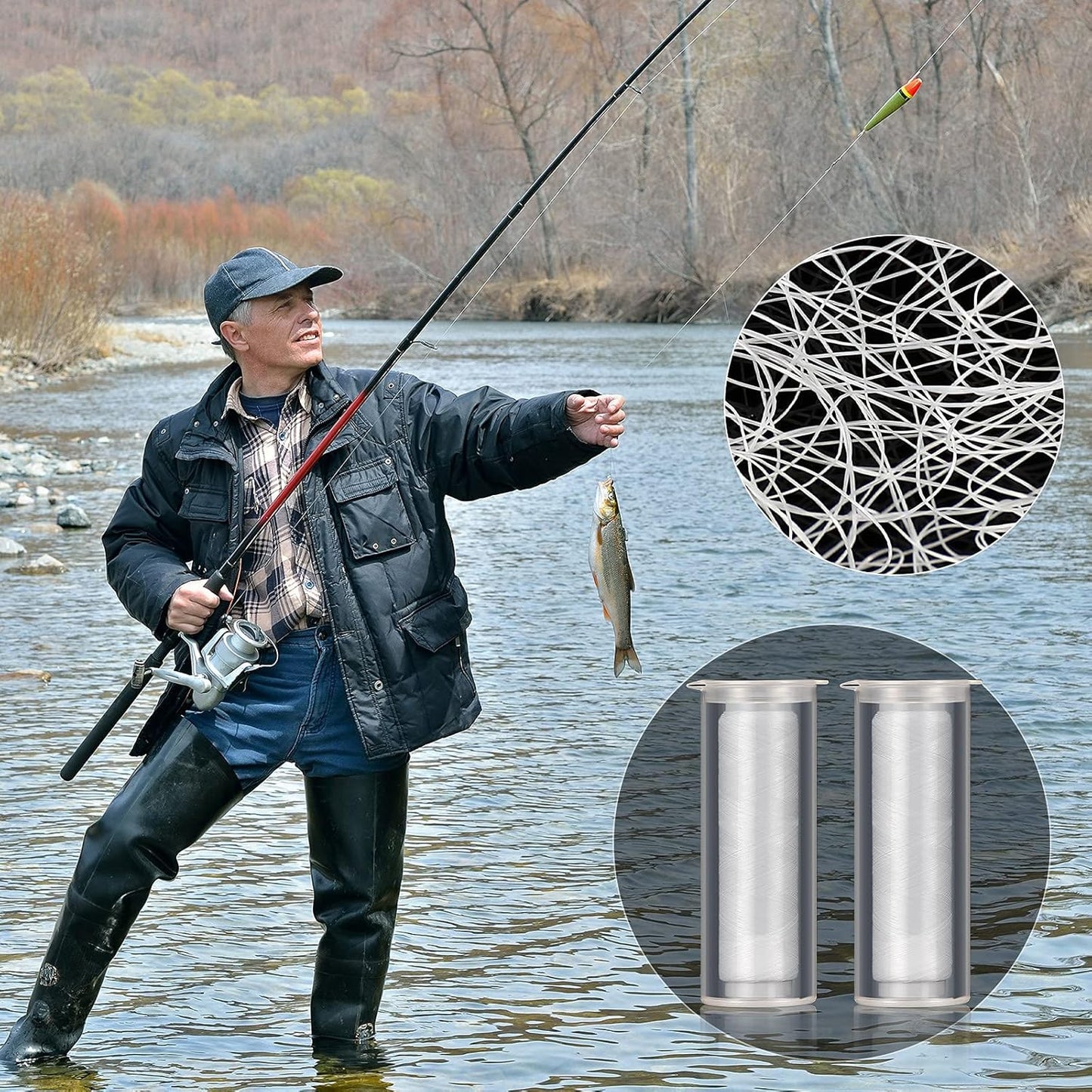 Skylety Fishing Line - Invisible Nylon Elastic Bait Thread | 0.2mm, 656 Feet, Clear Storage Case
