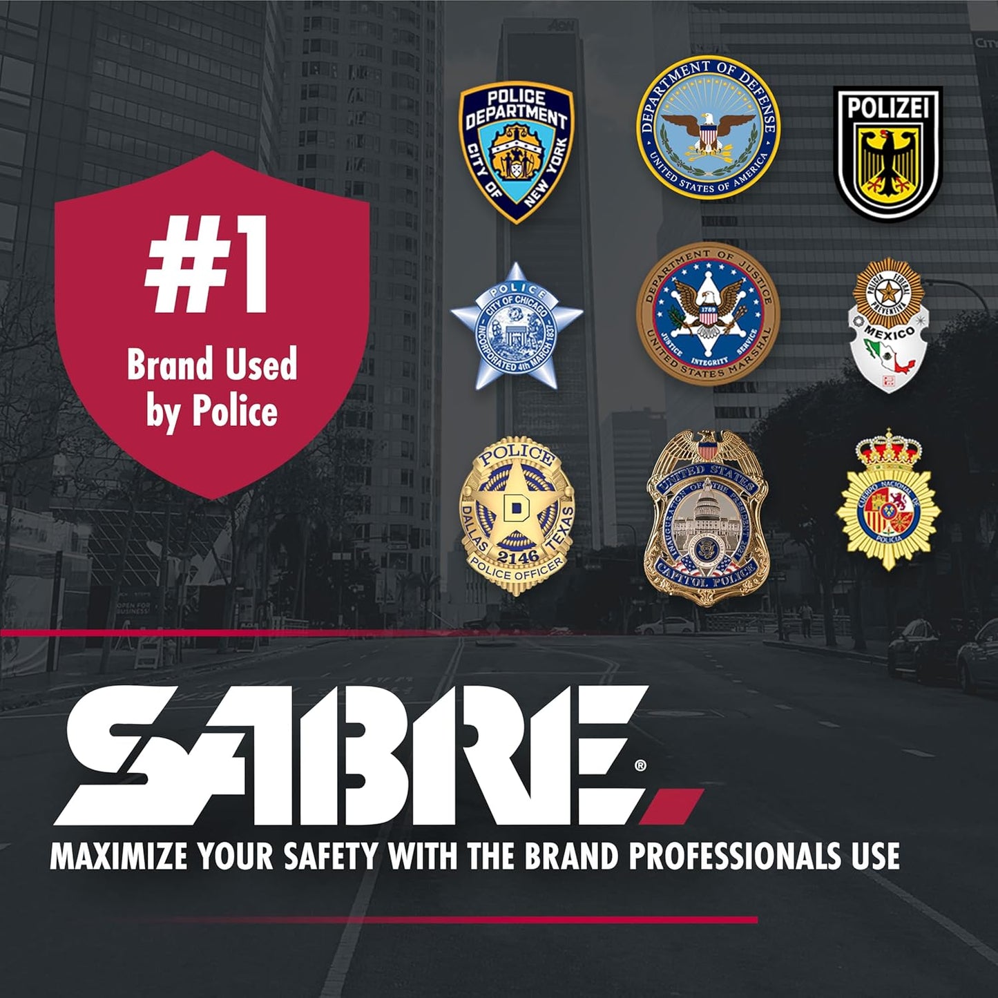SABRE 3-in-1 Defense Spray - Max Police Strength Pepper Spray with Tear Gas & UV Dye, Quick Release Keychain, 0.54 fl oz