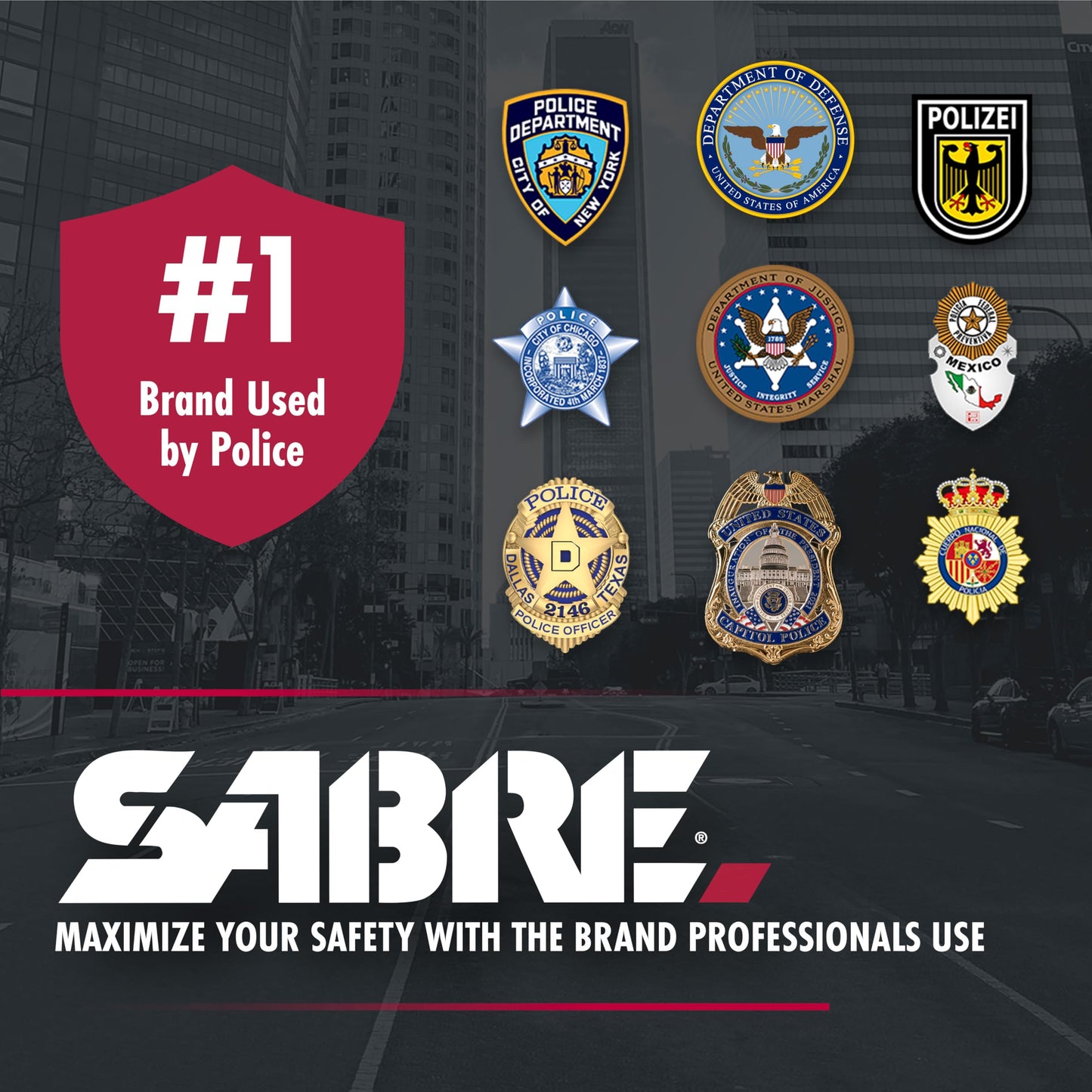 SABRE 3‑in‑1 Defense Pepper Spray with Tear Gas & UV Marking Dye - Twist-Lock Safety, Quick-Release Keychain, Maximum Strength OC for Self Defense, 14-ft Range, 10 Second Spray Time, 0.54 fl oz