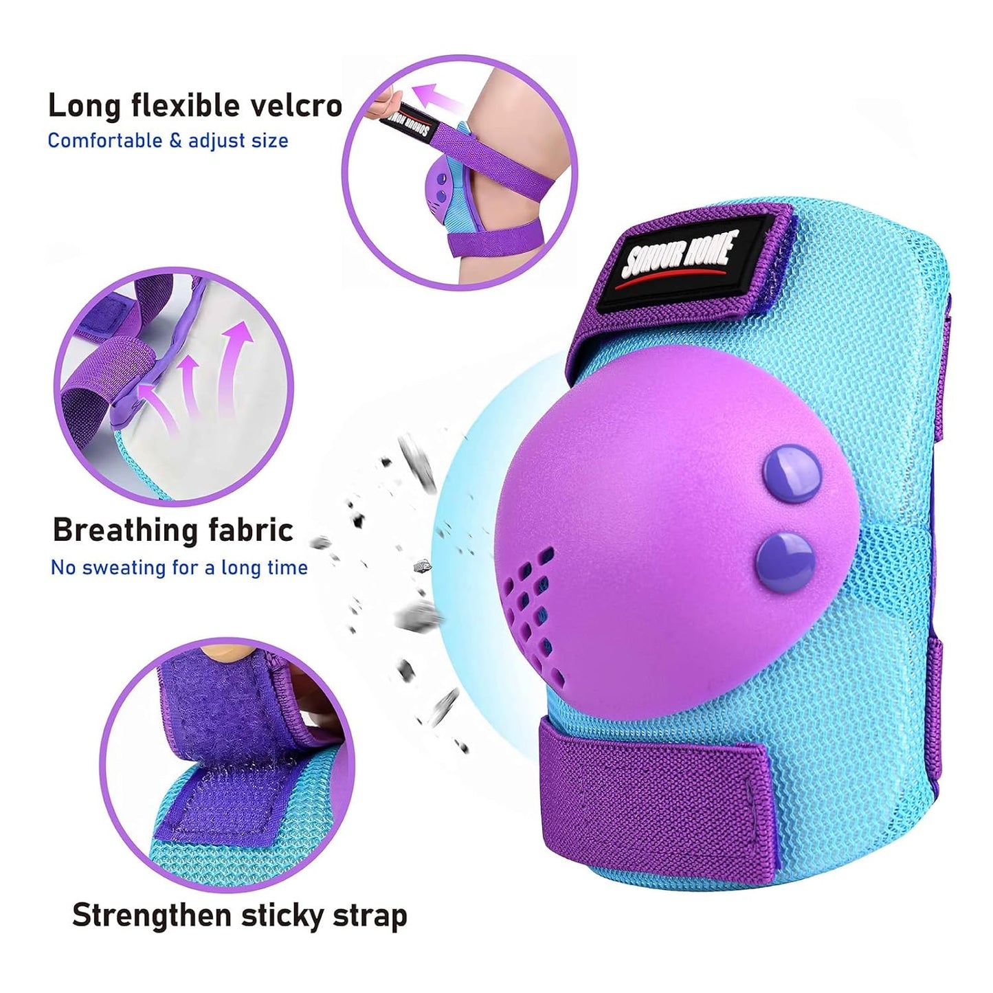 Skiennix Kids Protective Gear Set - Knee Pads, Elbow Pads & Wrist Guards | For Ages 3-15, Ideal for Roller Skating & BMX