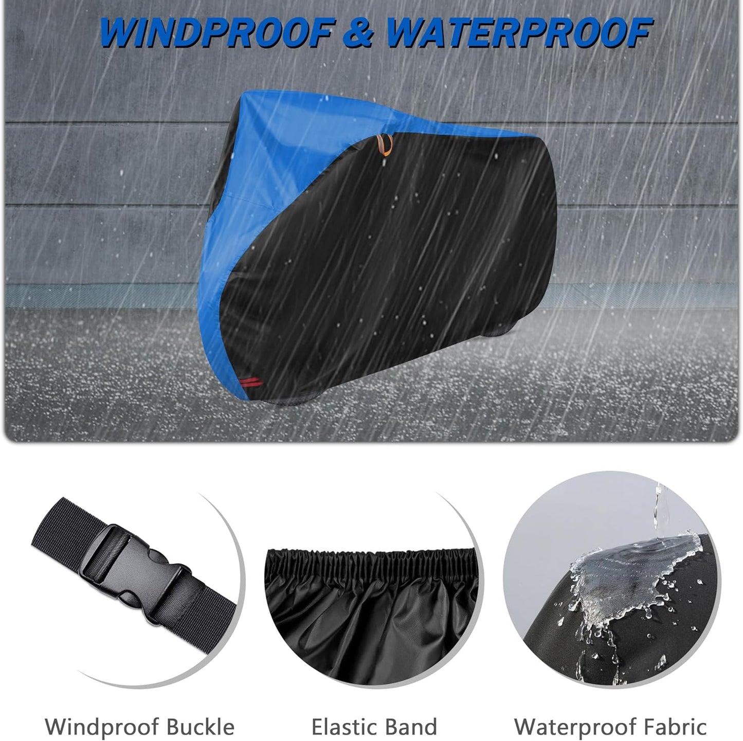 Skiennix Bike Cover - All Weather Waterproof Protection | UV & Dust Resistant | XL Black & Blue (79 x 27.5 x 44 in)