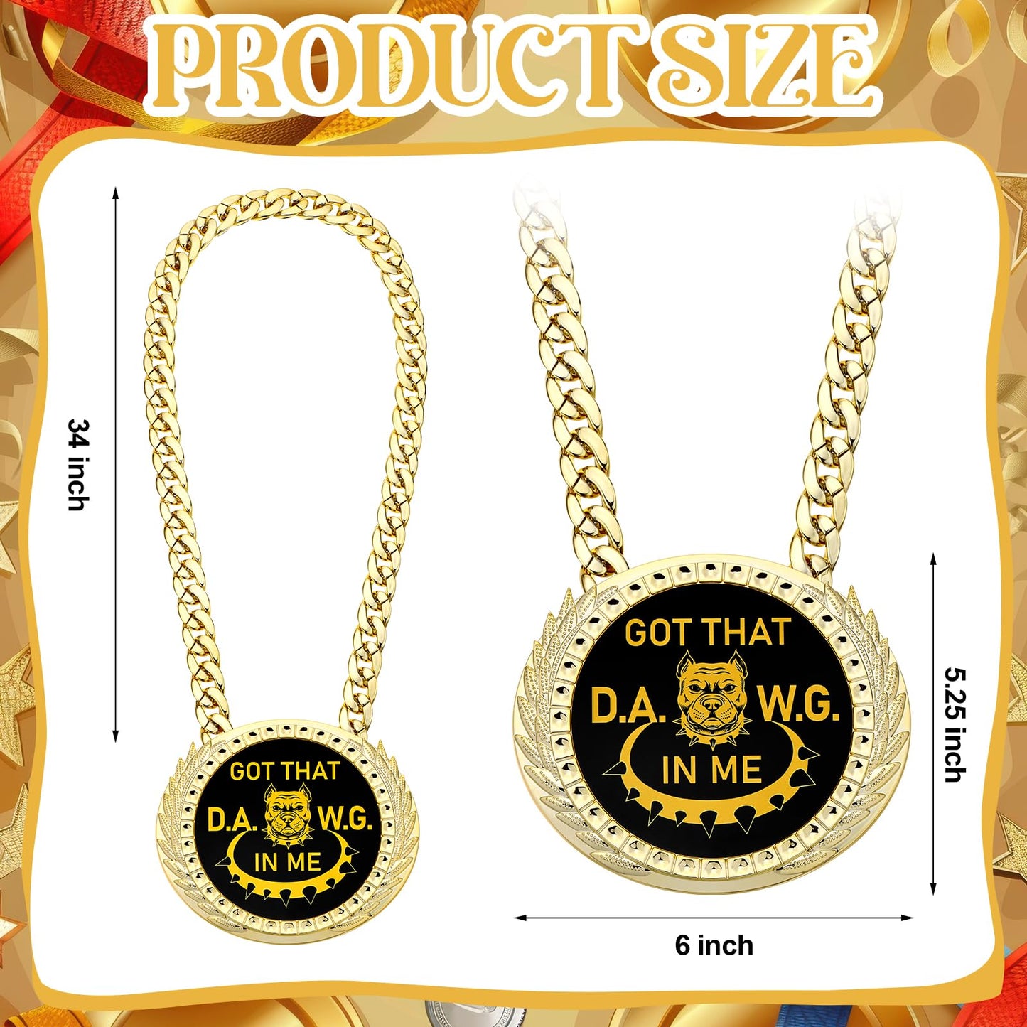 HCEWSBFD 1PCS Got That Dawg in Me Turnover Chain Medal Goat Trophy Necklace Champion Chain for Football MVP 6 Inch Big Gold Awards Fantasy Basketball Soccer Sports Competitions Athlete Prize Gifts