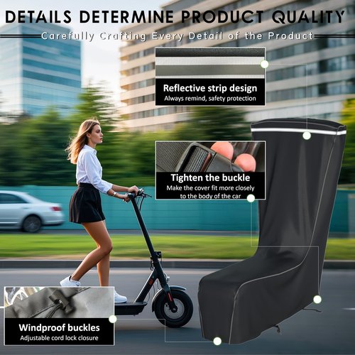 GEHENG Electric Scooter Cover, Outdoor Waterproof and Dustproof Scooter Cover, Adults/Kids Electric Scooter Storage Cover, Universal Electric Scooter - L45x W24x H47 Inch, Black