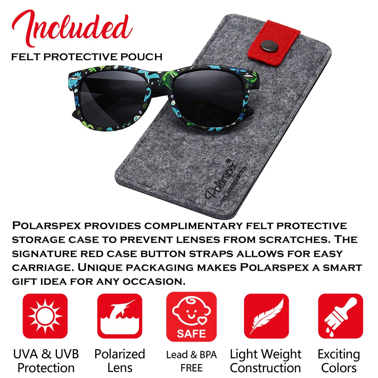 PolarSpex Toddler Boys and Girls Kids Polarized Black Style Sunglasses