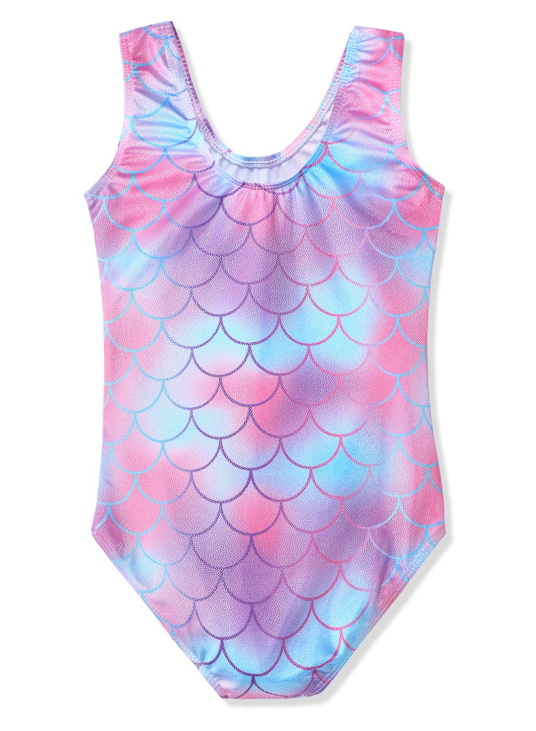 HOZIY Gymnastics Leotards for Girls 5t 6t 5t-6 Mermaid Scales Purple Sleeveless