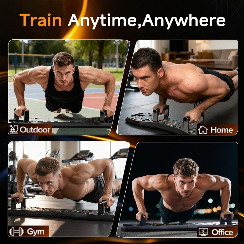 LALAHIGH Push Up Board,36 in 1 Home Gym Equipment with Ab Roller Wheel & Resistance Bands, Portable Foldable Workout Board for Full Body Strength Training Men Women,Gift for Boyfriend