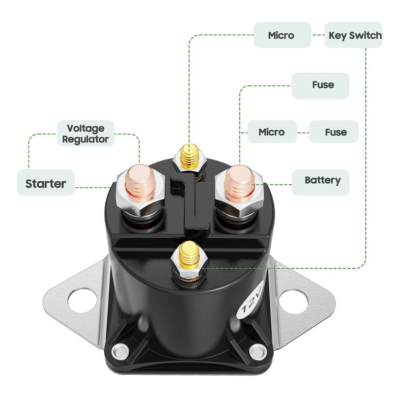 10L0L Golf Cart 12V Solenoid for Club Car DS & Precedent Gas 1984-up - 4 Terminal Golf Cart Starter Solenoid 1013609,1012275,1117