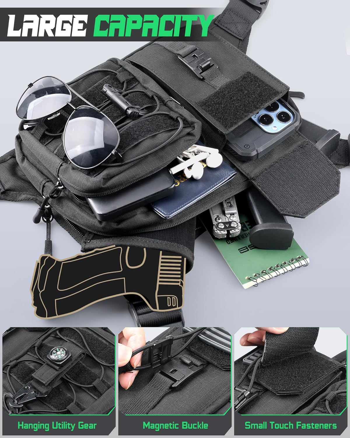RXW Chest Bag - Tactical Hiking Pack for Men & Women | Versatile Sport Vest for Running & Outdoor Adventures