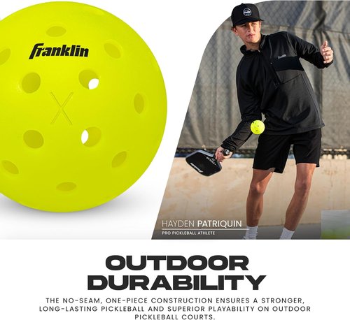 Franklin Sports X-40 Outdoor Pickleballs - Official USA Pickleball Ball | Regulation Size for APP Tour & US Open
