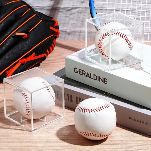 Chumia Baseball Display Cases - Clear Acrylic UV Protected Cube for Official Size Balls | 12 Pack