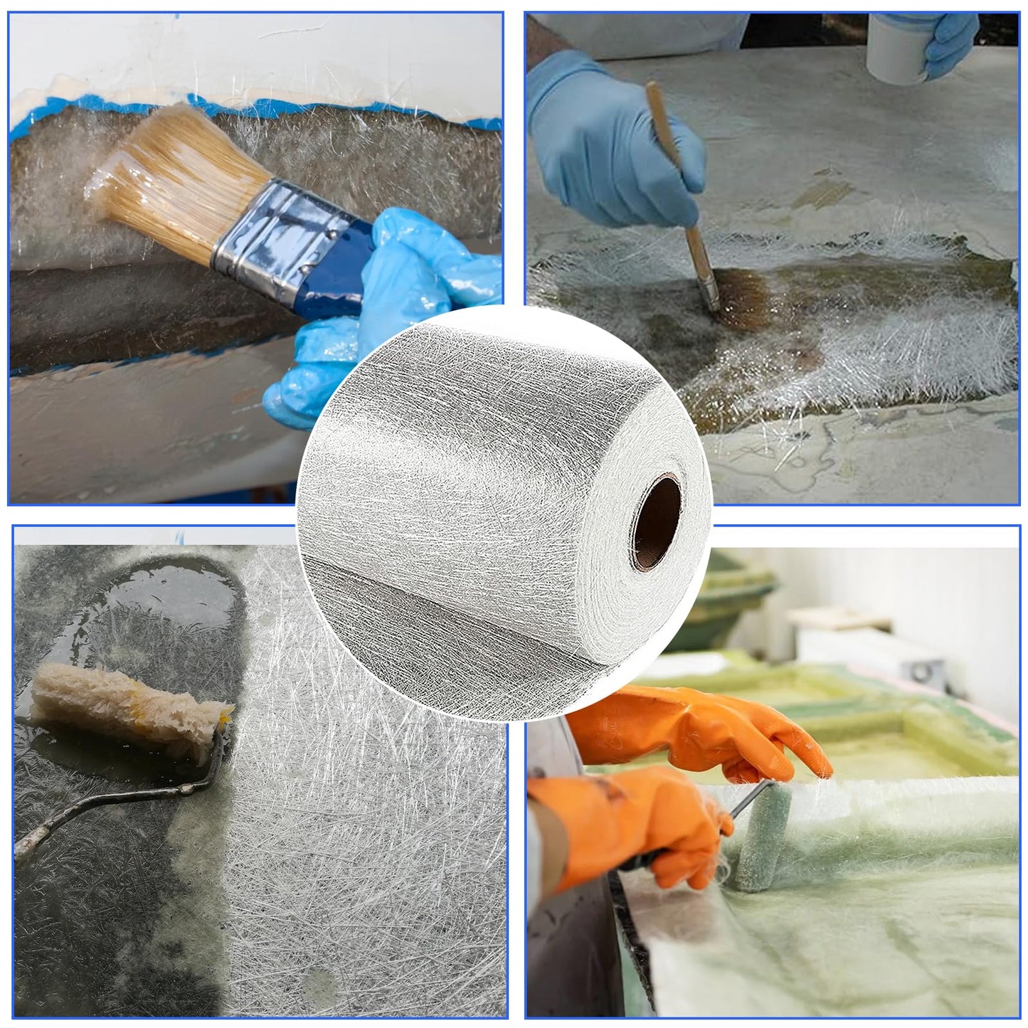 mychoiii 1.5oz Fiberglass Chopped Strand Mat – 4" x 360" Tape Roll – 450gsm E-Glass Repair Cloth for Seams, Cracks, Auto Body Reinforcement | Polyester & Vinyl Ester Resin Compatible