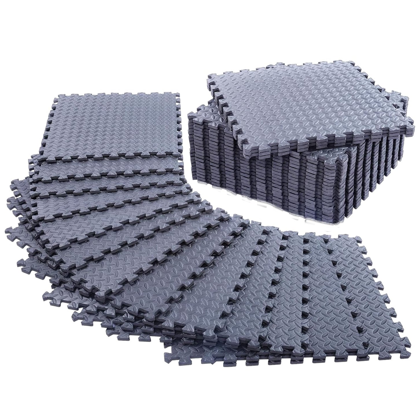 48 Pack - 1/2" Extra Thick Floor Exercise Mat for Home Gym Floor Padding for Kids - High-Density EVA Interlocking Foam Floor Tiles for Gym Equipment, Play Area, Yoga, Cardio, Weights, MMA